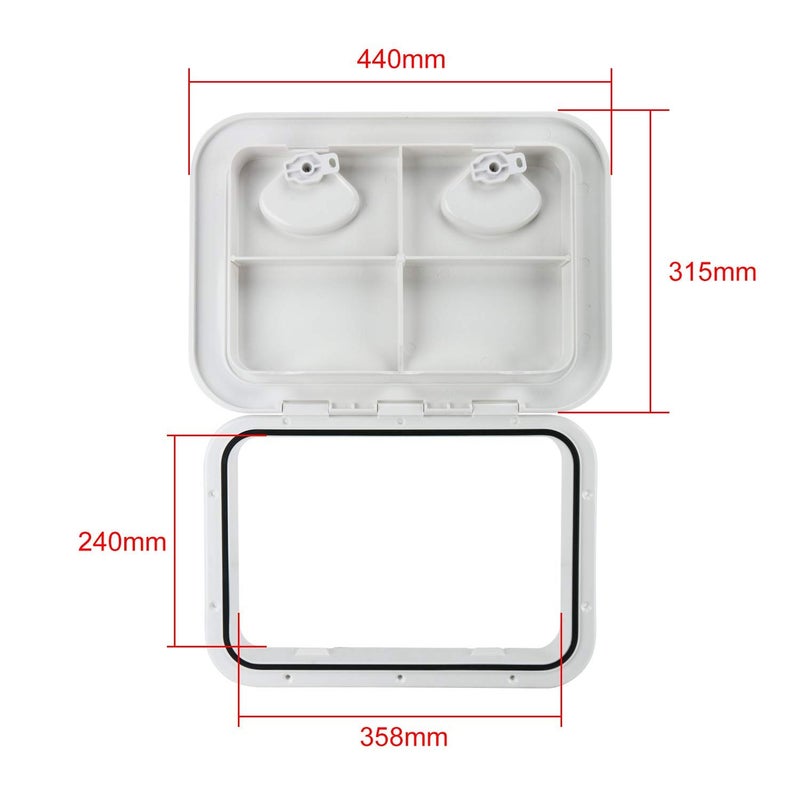 Amarine Made 17-1/4"X12-3/8 Boat Hatch, Rectangle Marine Hatch Cover, Sturdy Marine Storage Hatchs, Weatherproof Boat Deck Lid with 180 Lid Hinge for Boats (White) - Image 3